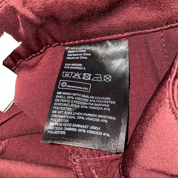 H&M Satin Relaxed Fit Cropped tapered leg cuffed hem pants Burgundy size 6 - Picture 13 of 13